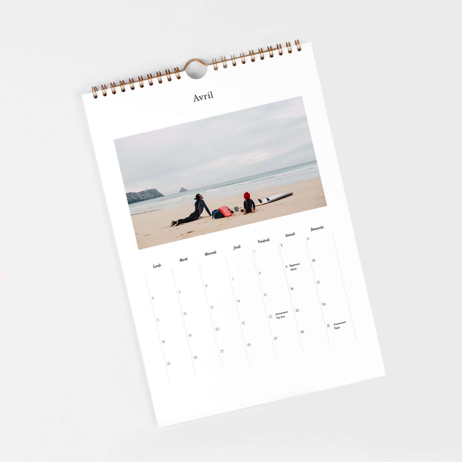 Calendrier mural cases personnalisables Feuillage