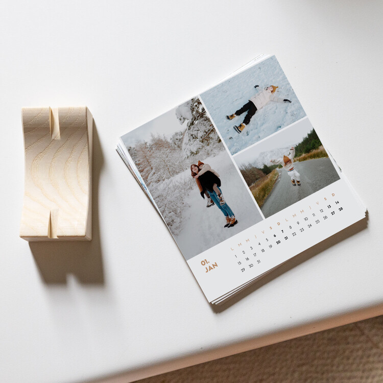 Calendrier photo avec support bois Photomaton