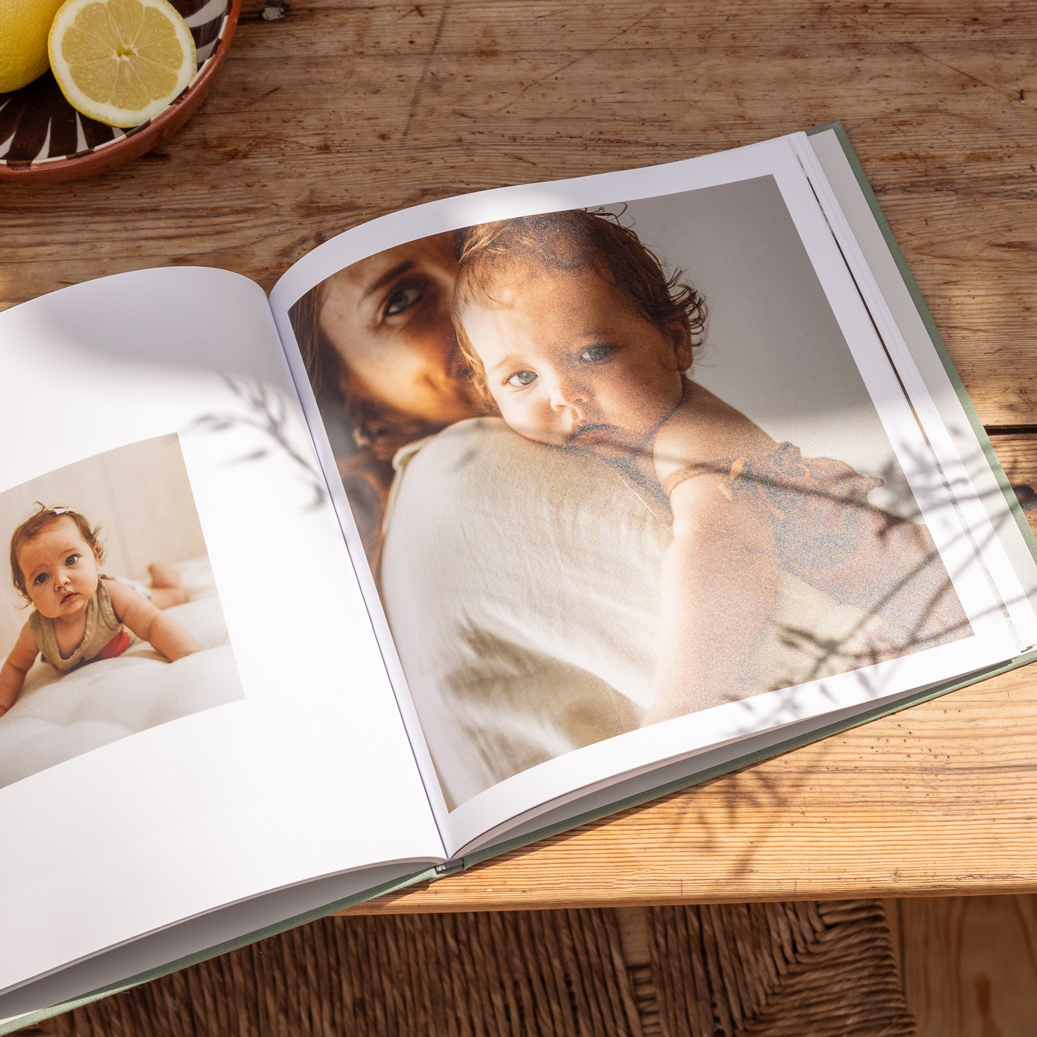 Livre photo couverture tissu photo embossée