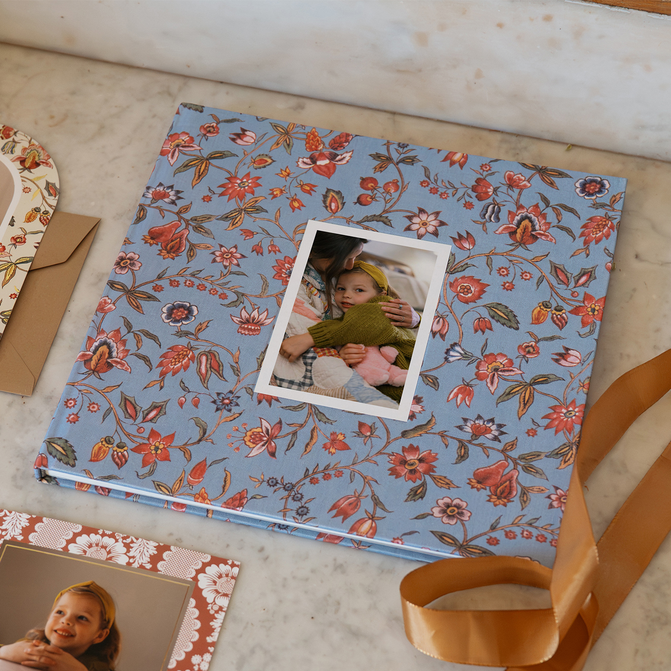 Livre photo couverture tissu Guirlande florale