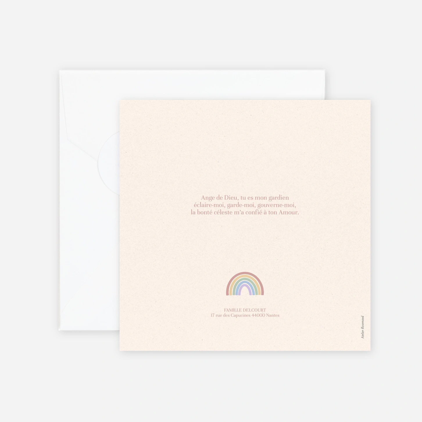 Faire-part baptême Arc-en-ciel pastel