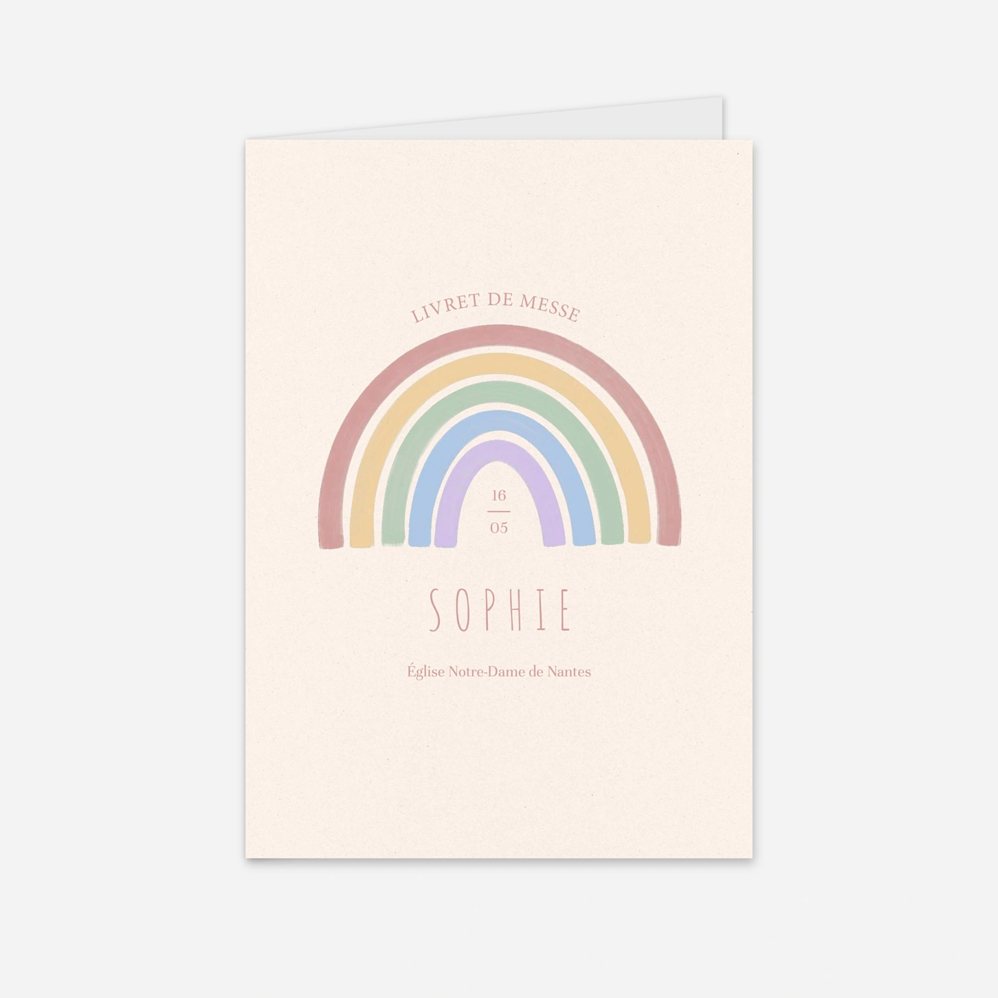 Livret de messe baptême Arc-en-ciel pastel