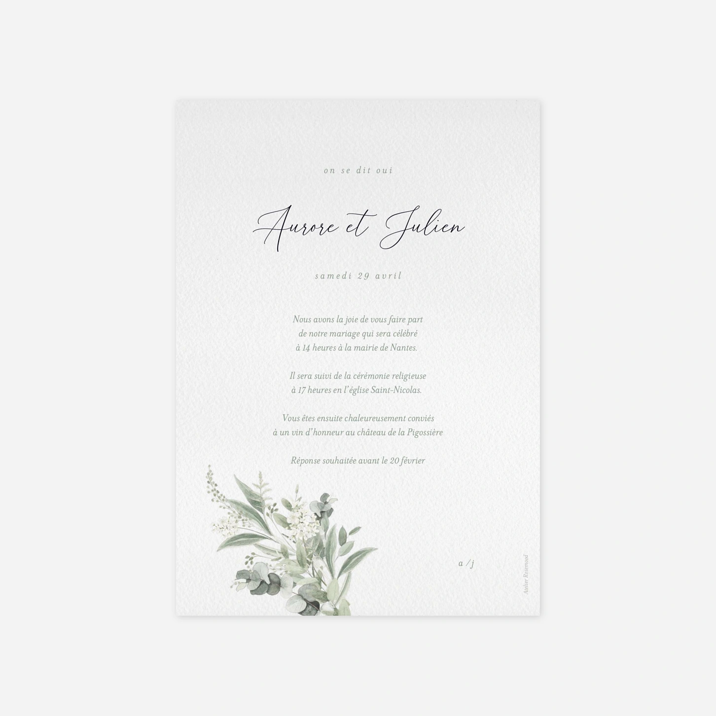 Faire-part mariage Alliance végétale
