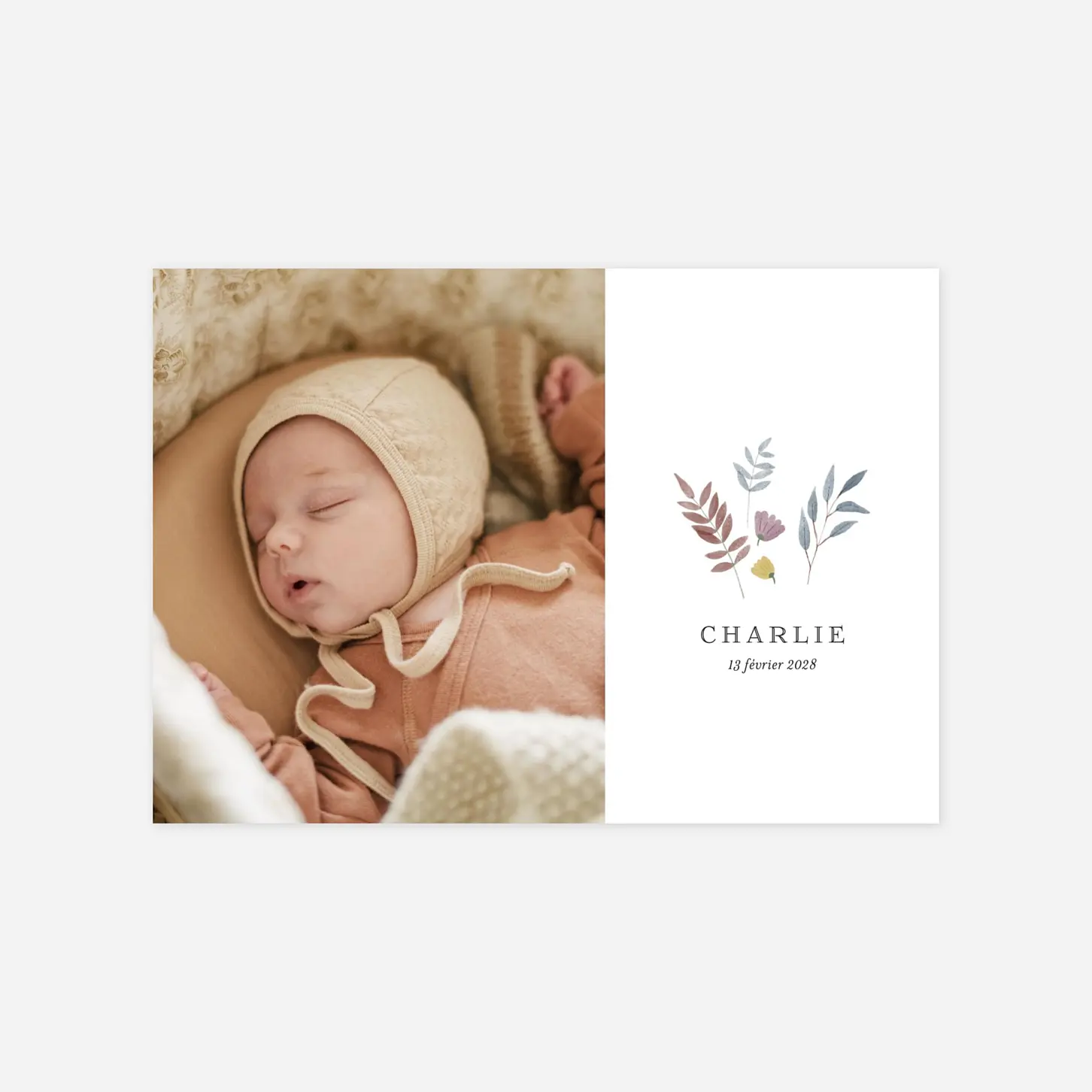 Faire-part naissance Aquarelle végétale