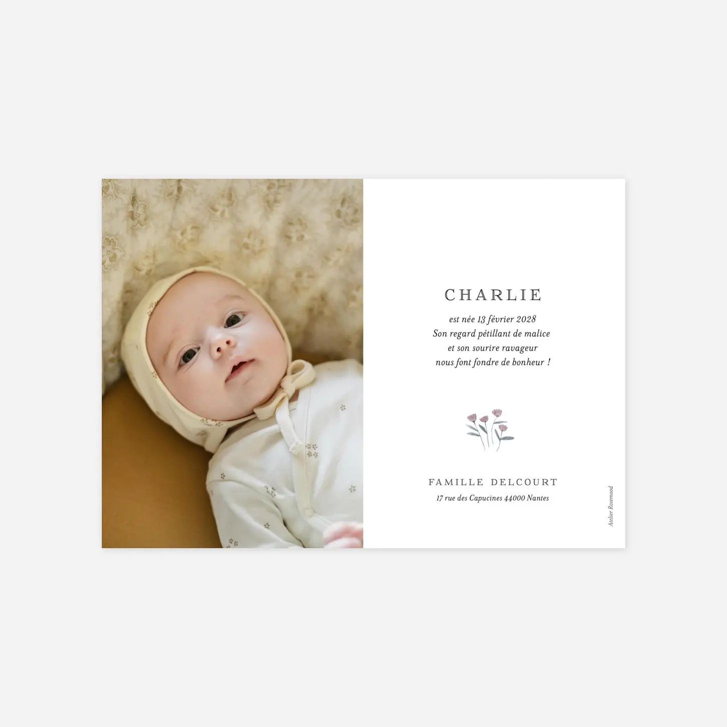 Faire-part naissance Aquarelle végétale