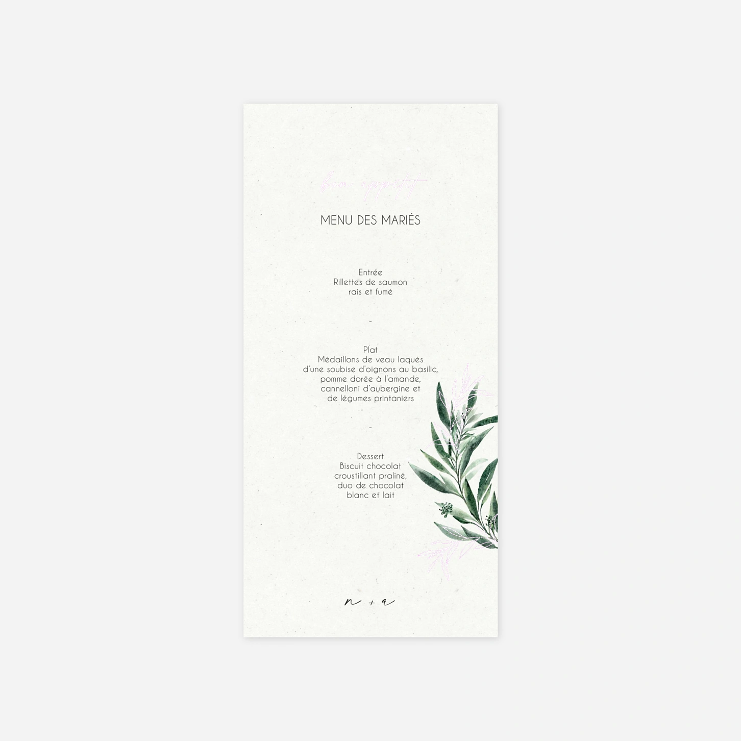 Menu mariage Arche florale