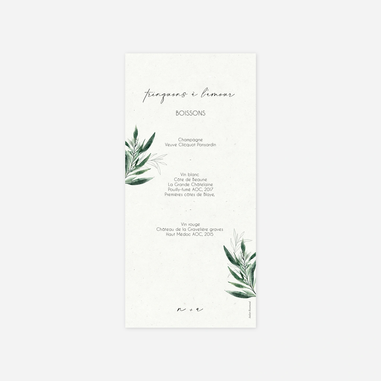 Menu mariage Arche florale