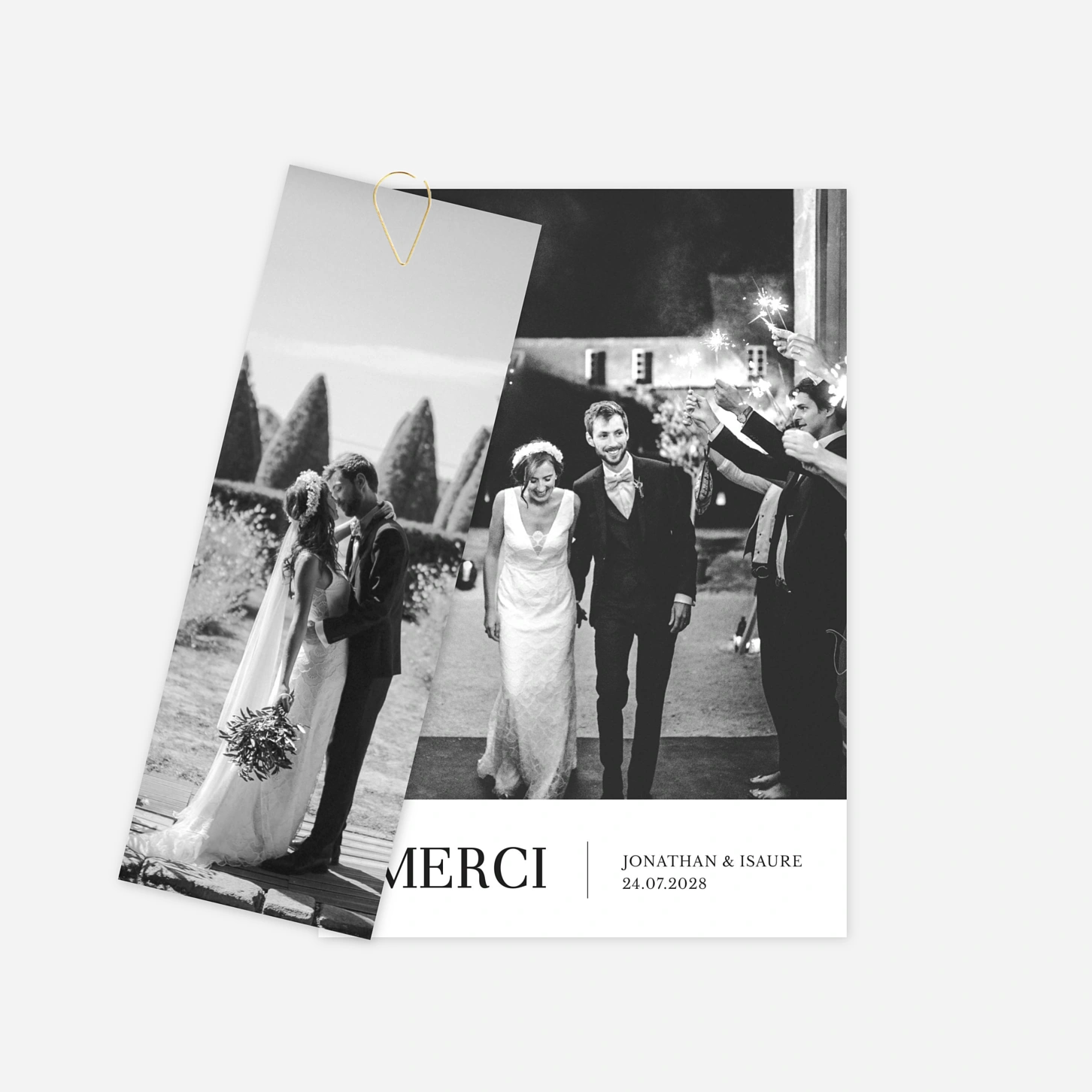Carte de remerciements Bandeau chic 1 photo