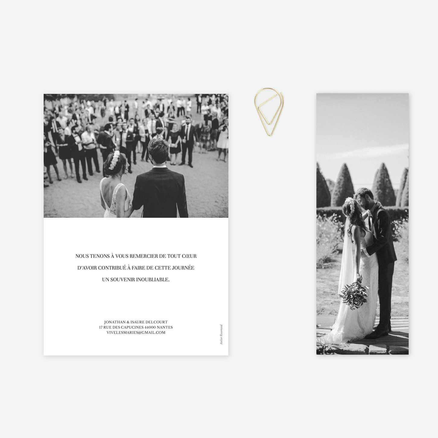 Carte de remerciements Bandeau chic 1 photo