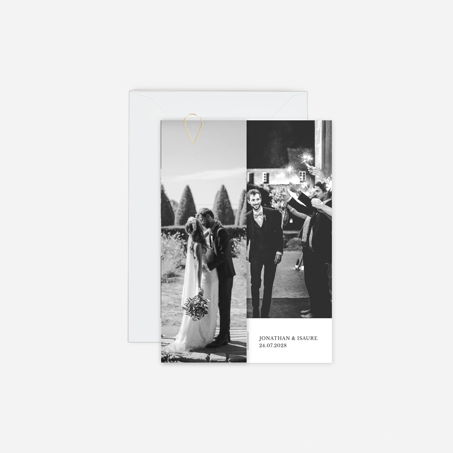 Carte de remerciements Bandeau chic 1 photo