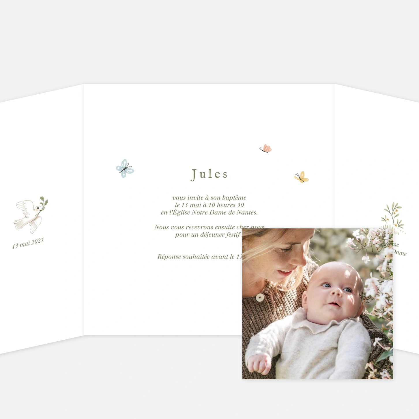 Faire-part baptême Baptême au jardin