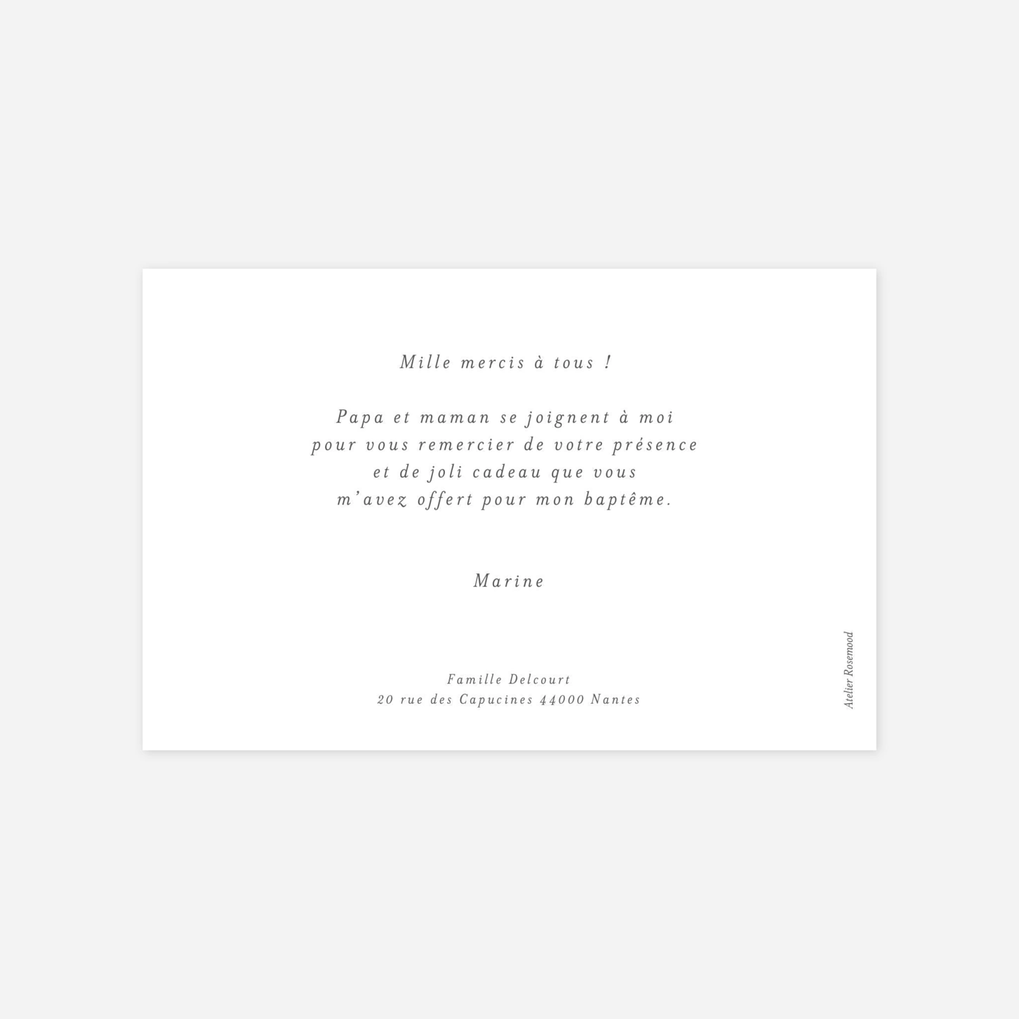 Carte remerciement baptême Barbe à papa