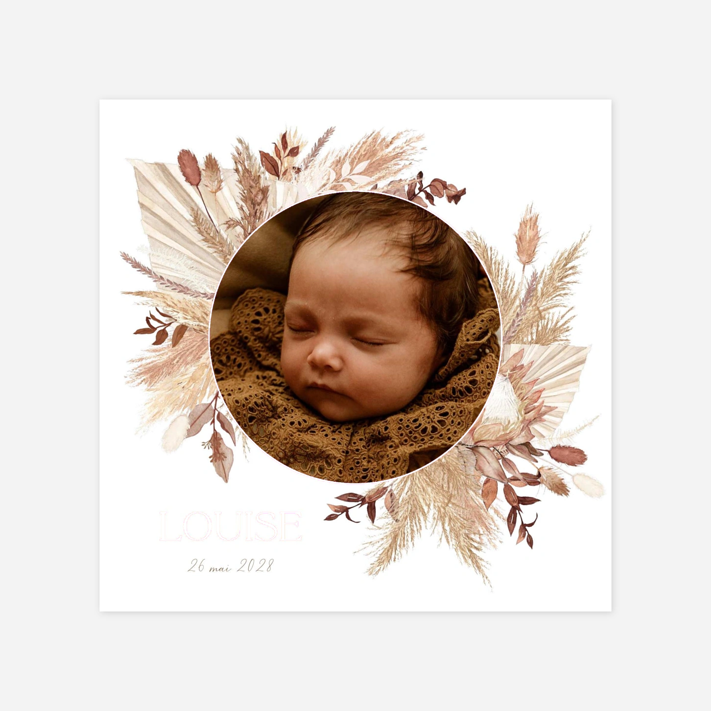 Faire-part naissance Bouton de Rose