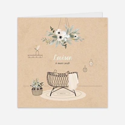 Faire-part naissance Berceau fleuri