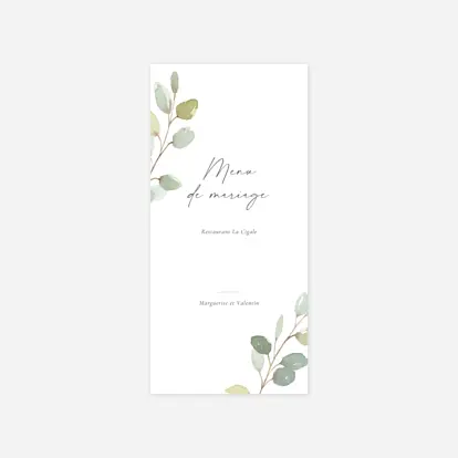 Menu mariage Brins d'eucalyptus