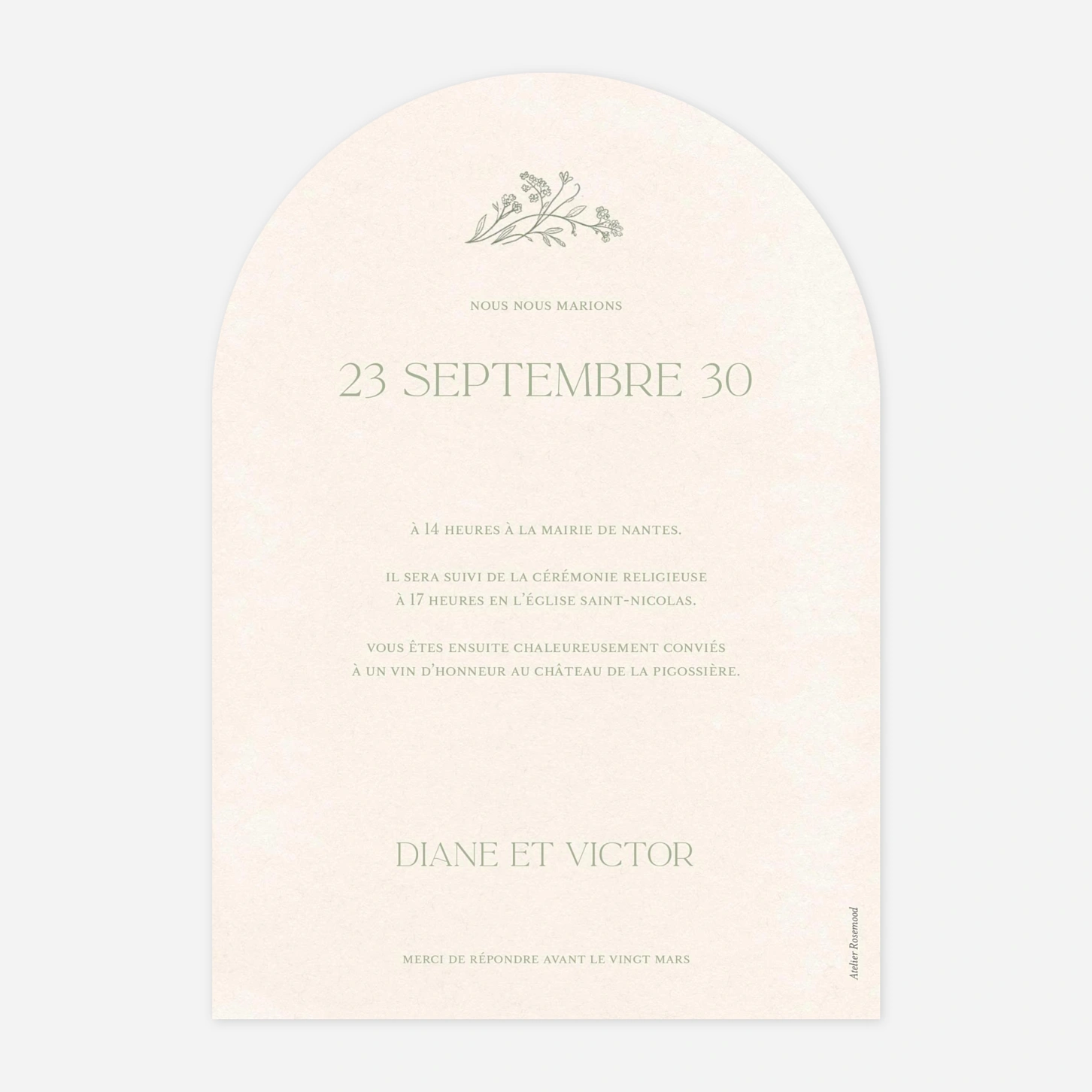 Faire-part mariage Branche fleurie