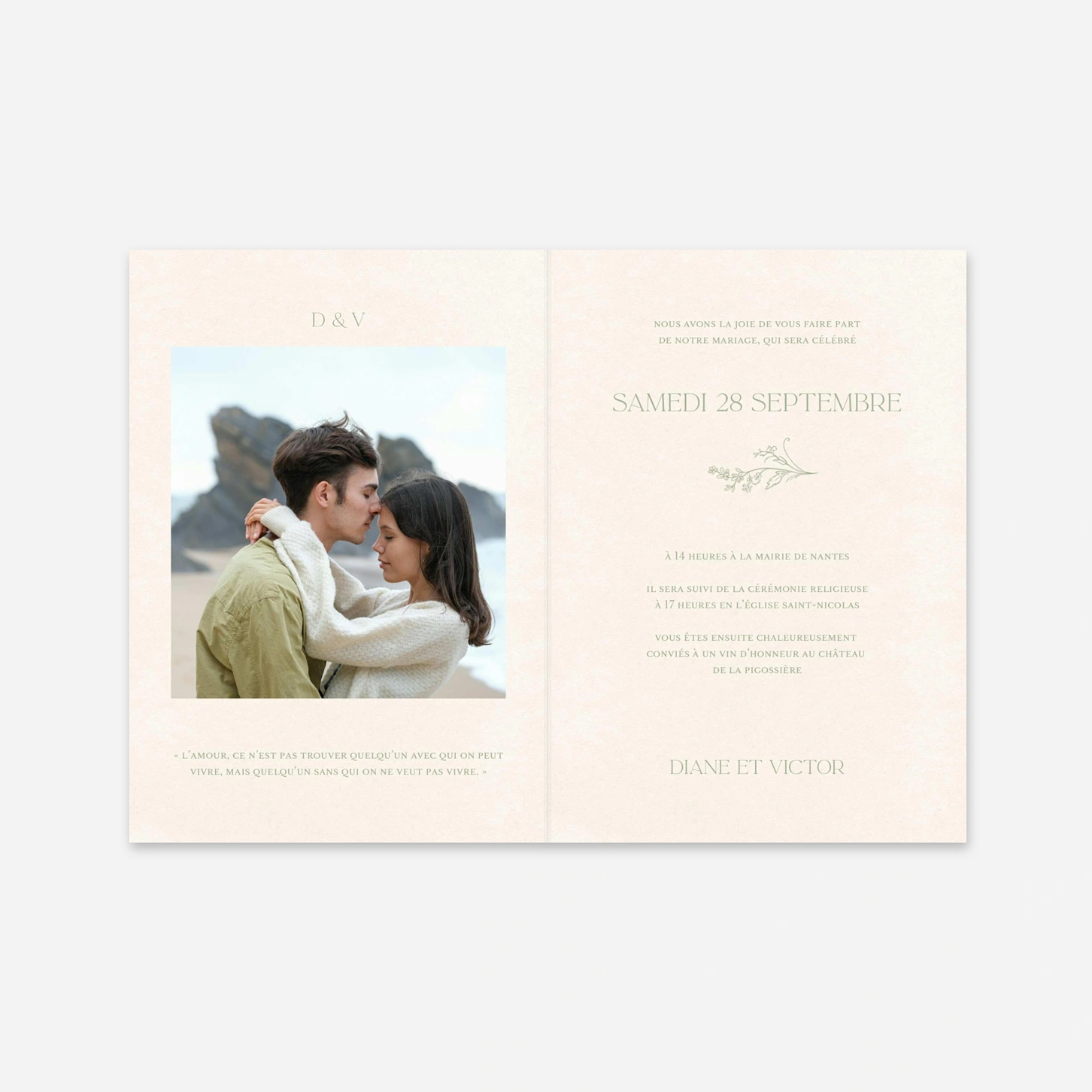 Faire-part mariage Branche fleurie