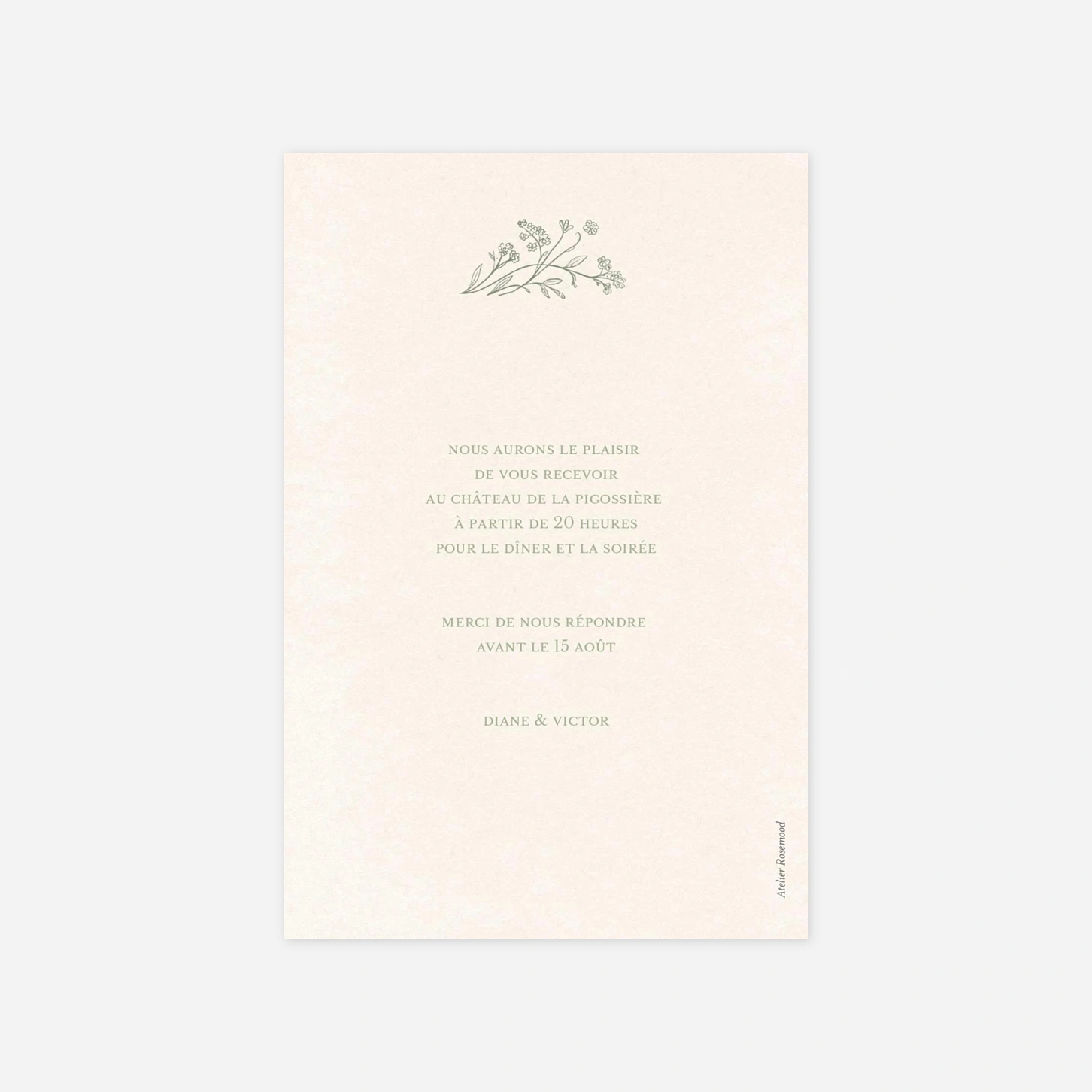 Carton d'invitation Branche fleurie