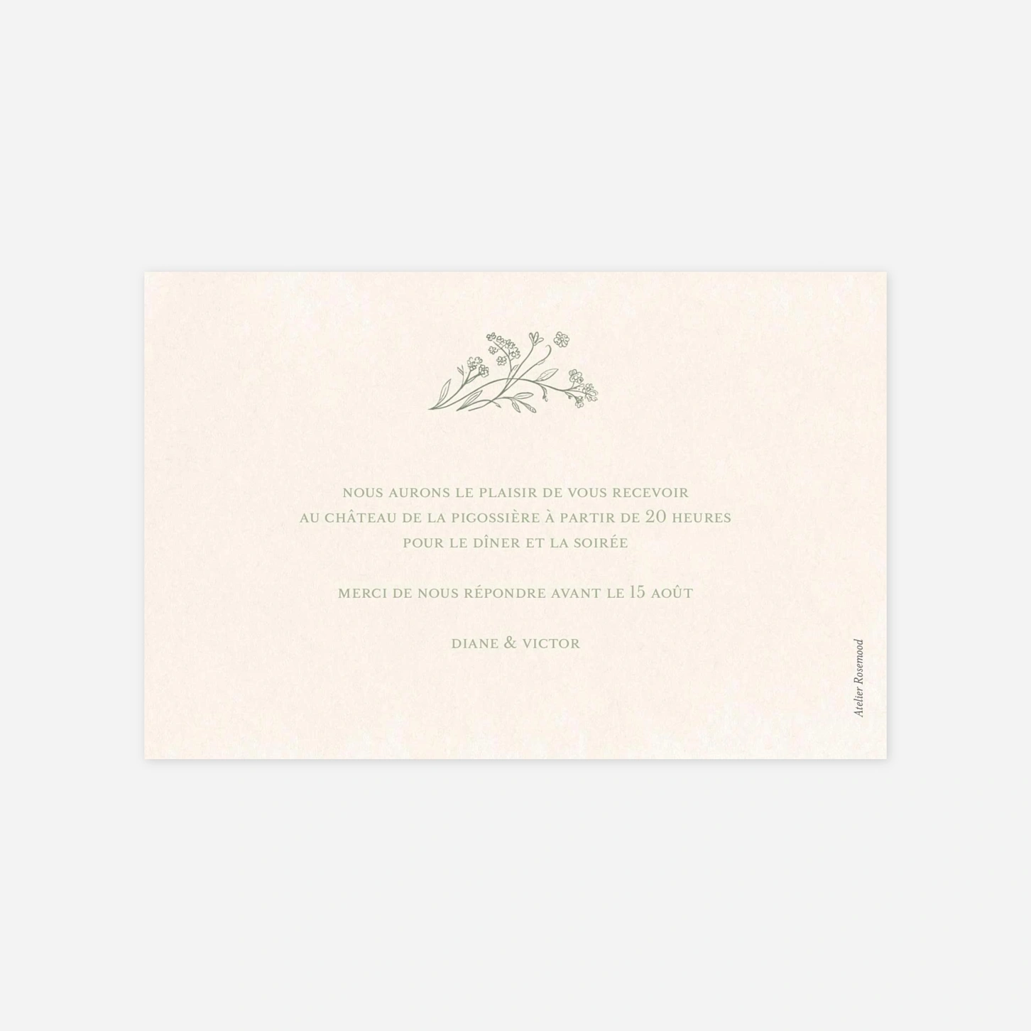 Carton d'invitation Branche fleurie