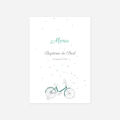 Menu baptême À bicyclette