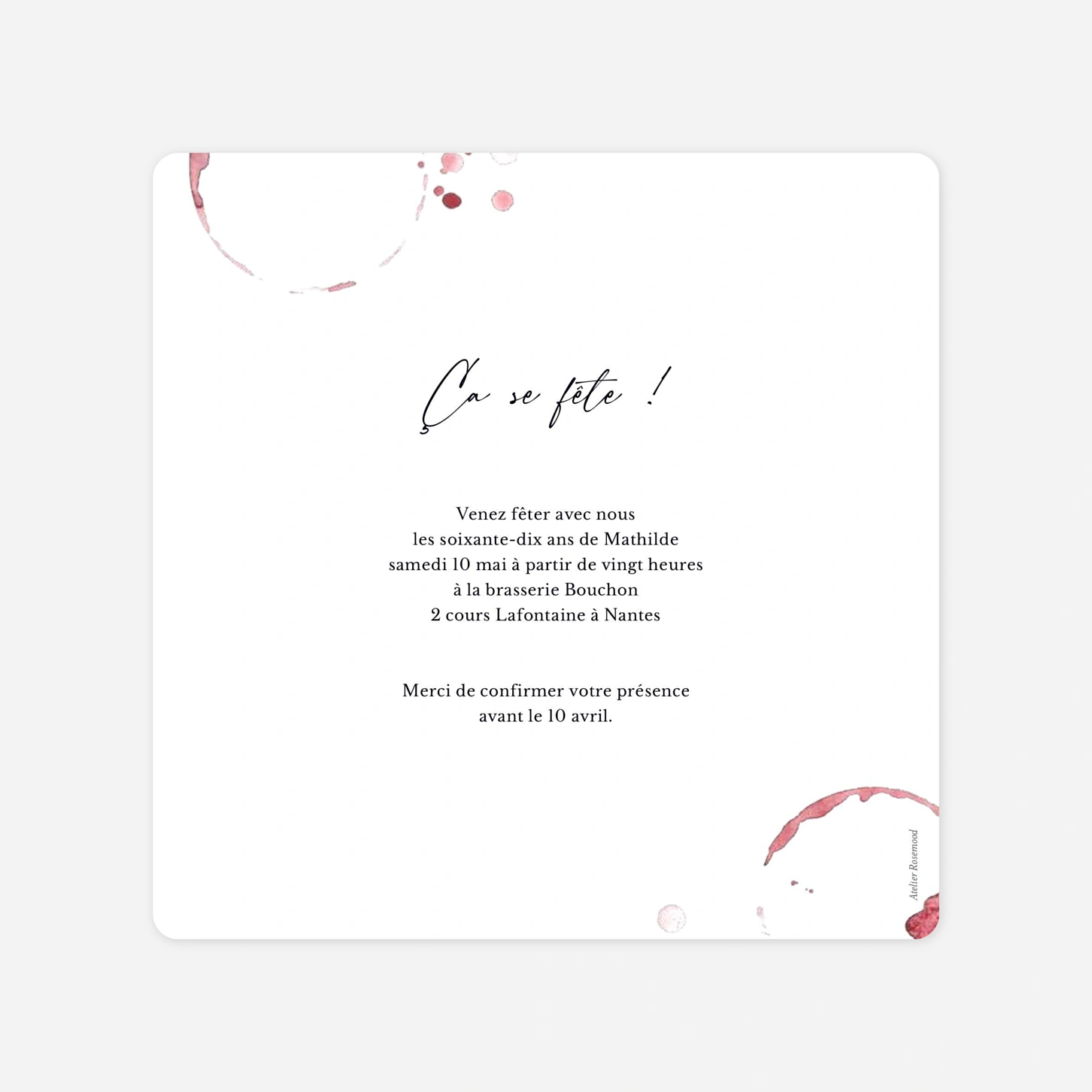 invitation anniversaire Millésime