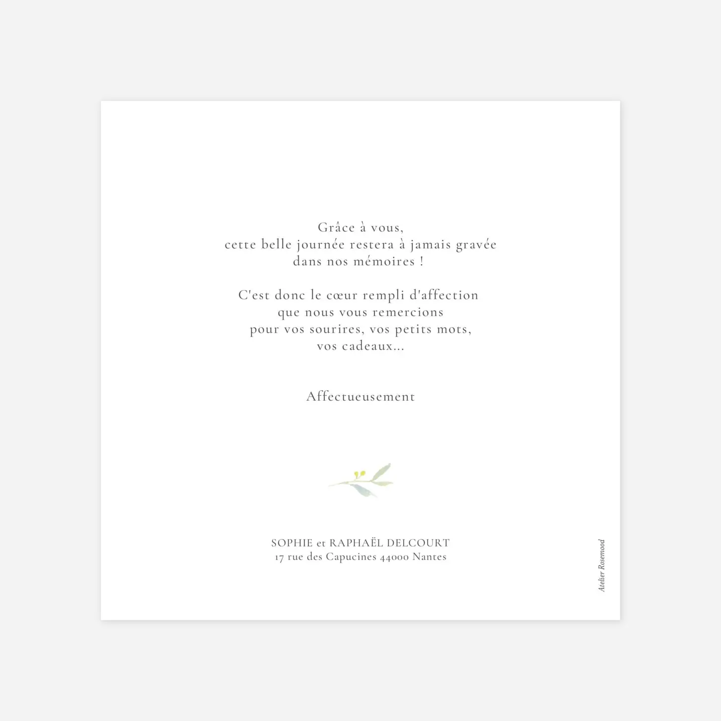 Carte de remerciements Bouquet champêtre