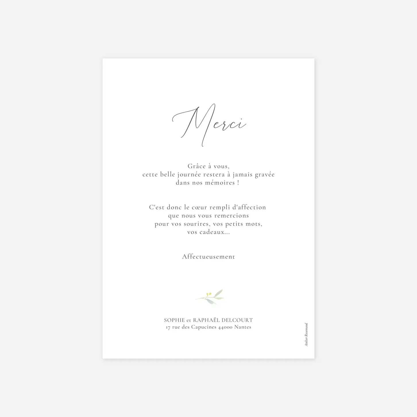 Carte de remerciements Bouquet champêtre