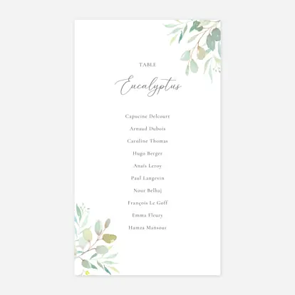 Nom de table mariage Bouquet champêtre