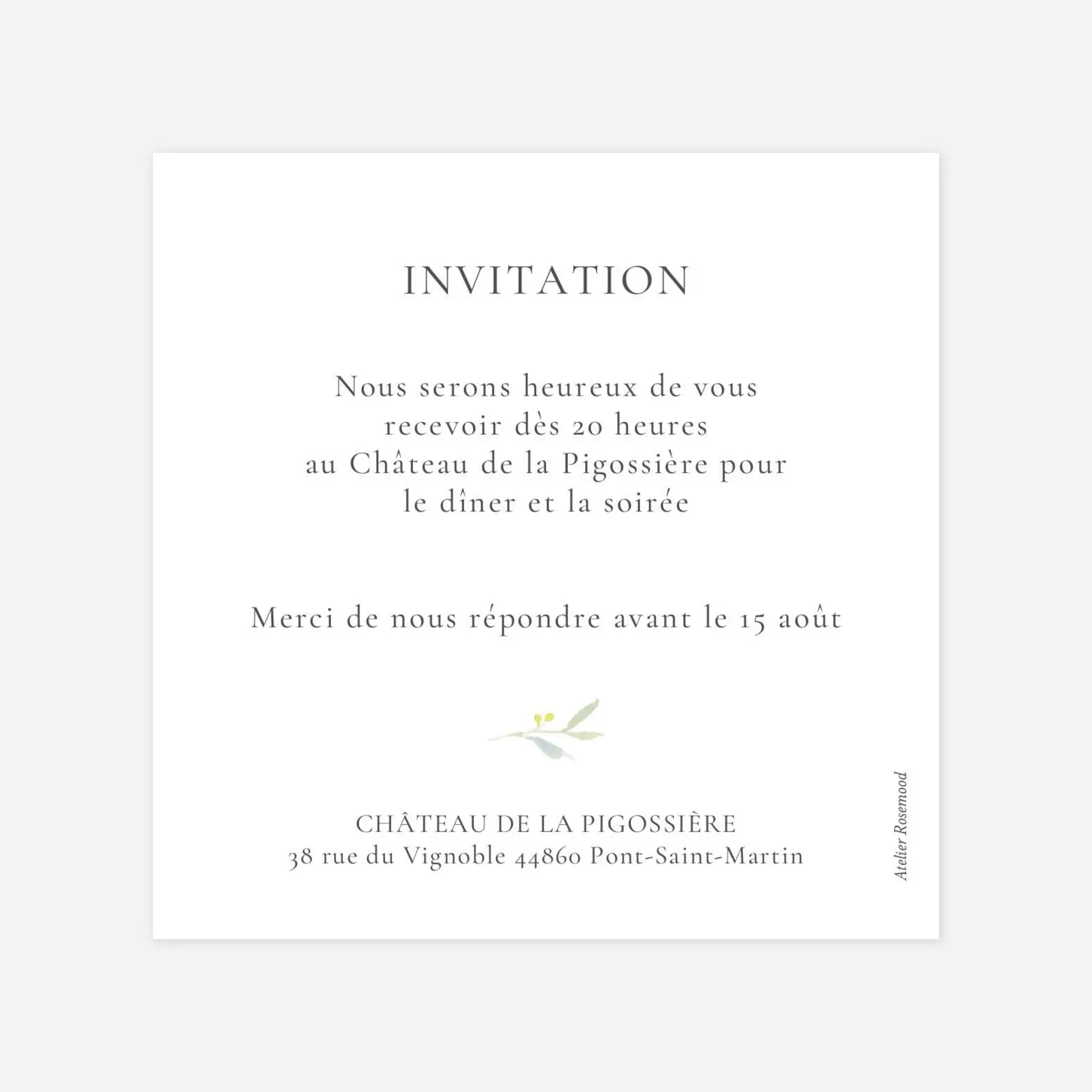 Carton d'invitation Bouquet champêtre