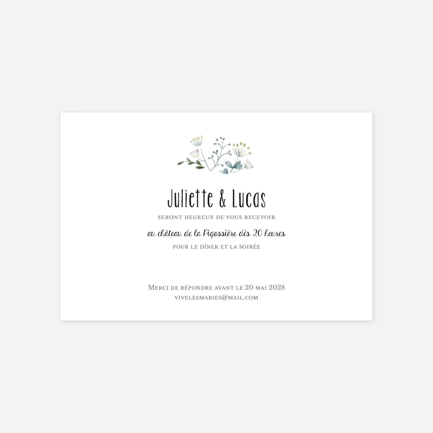 Carton d'invitation Bouquet sauvage