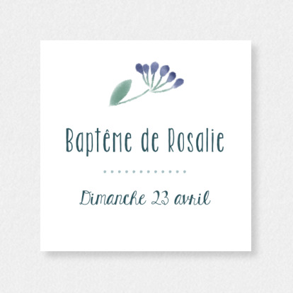 Etiquette Baptême Bouquet sauvage