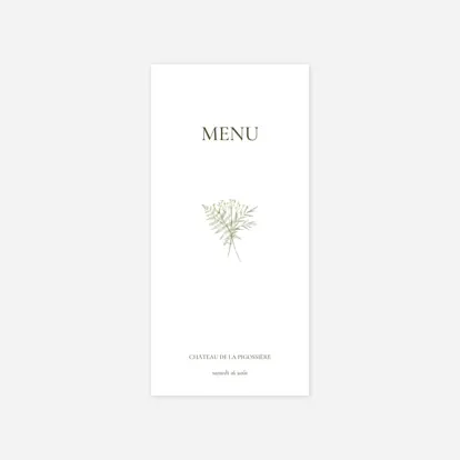 Menu mariage Botanique