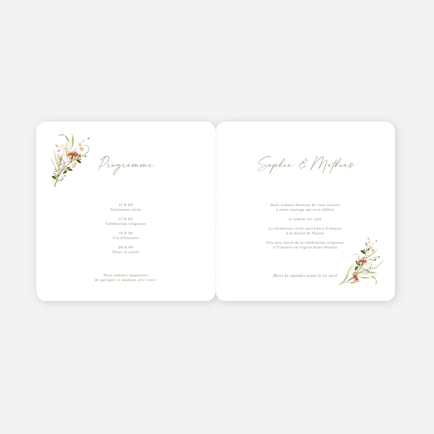 Faire-part mariage Bouquet printanier