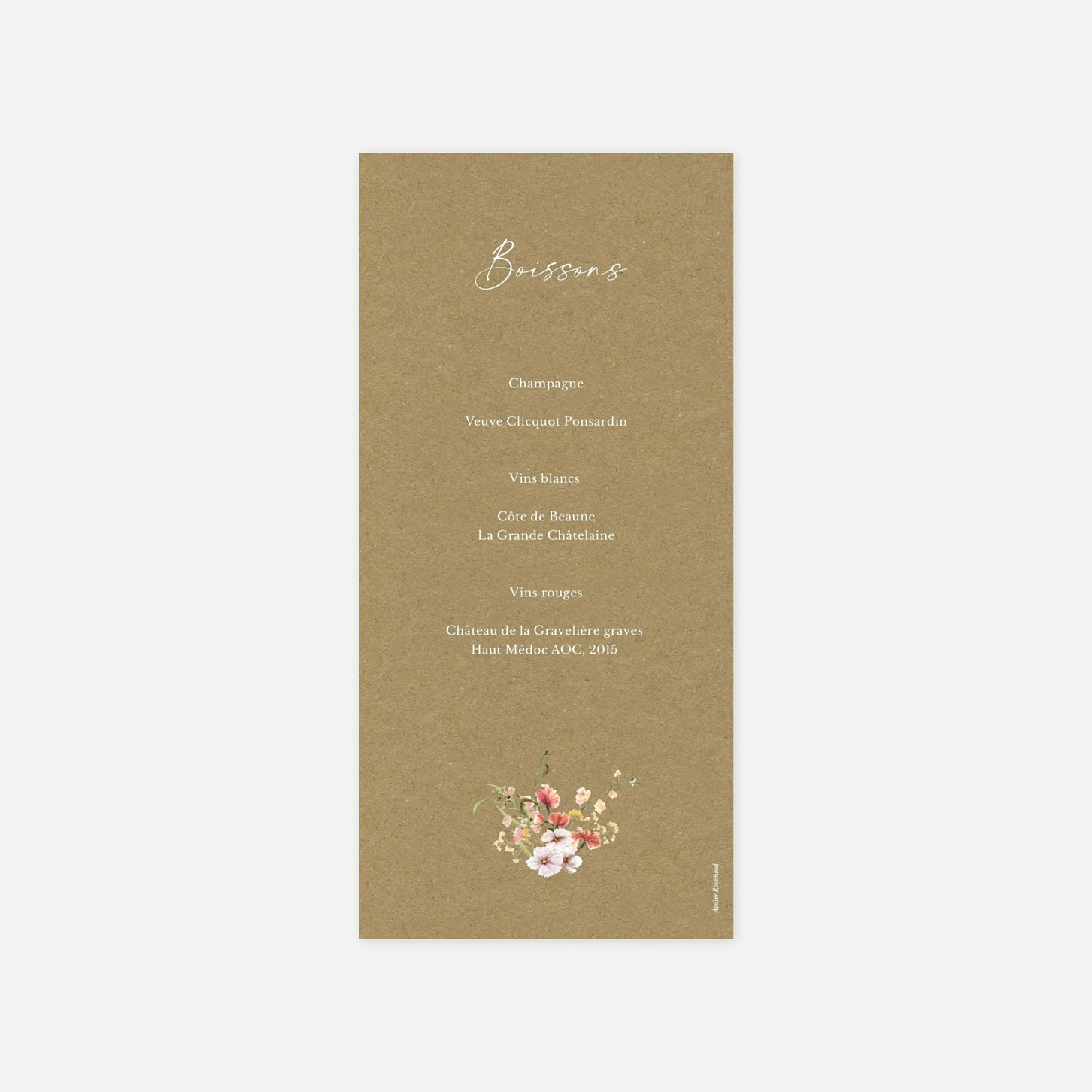 Menu mariage Bouquet printanier