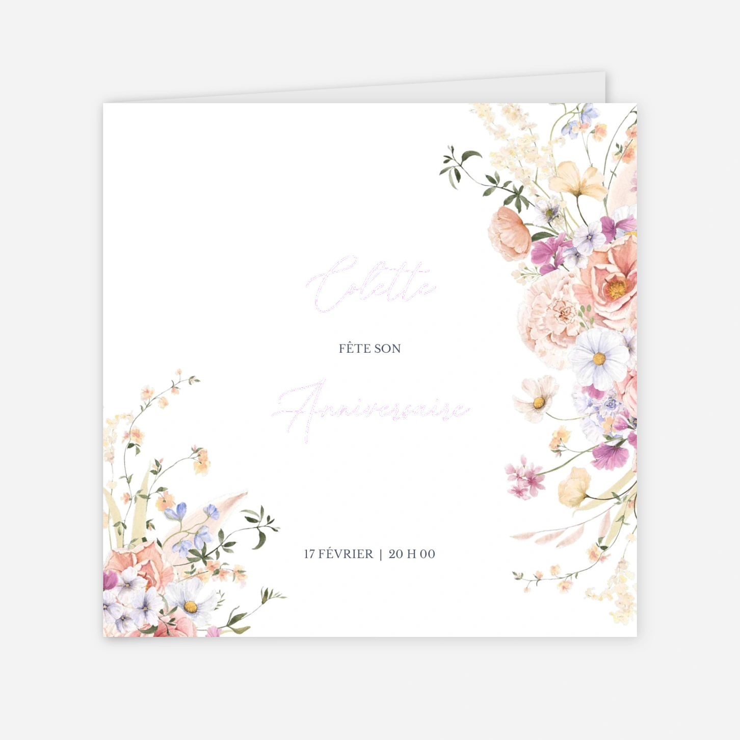 invitation anniversaire Bouquet Pastel