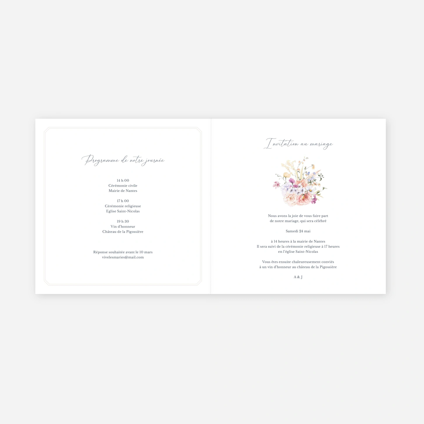 Faire-part mariage Bouquet Pastel