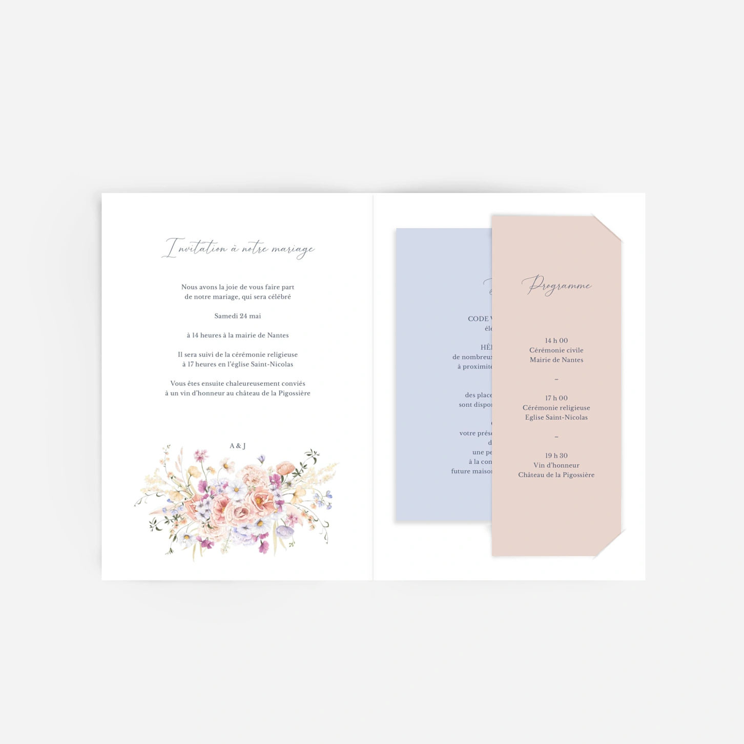 Faire-part mariage Bouquet Pastel
