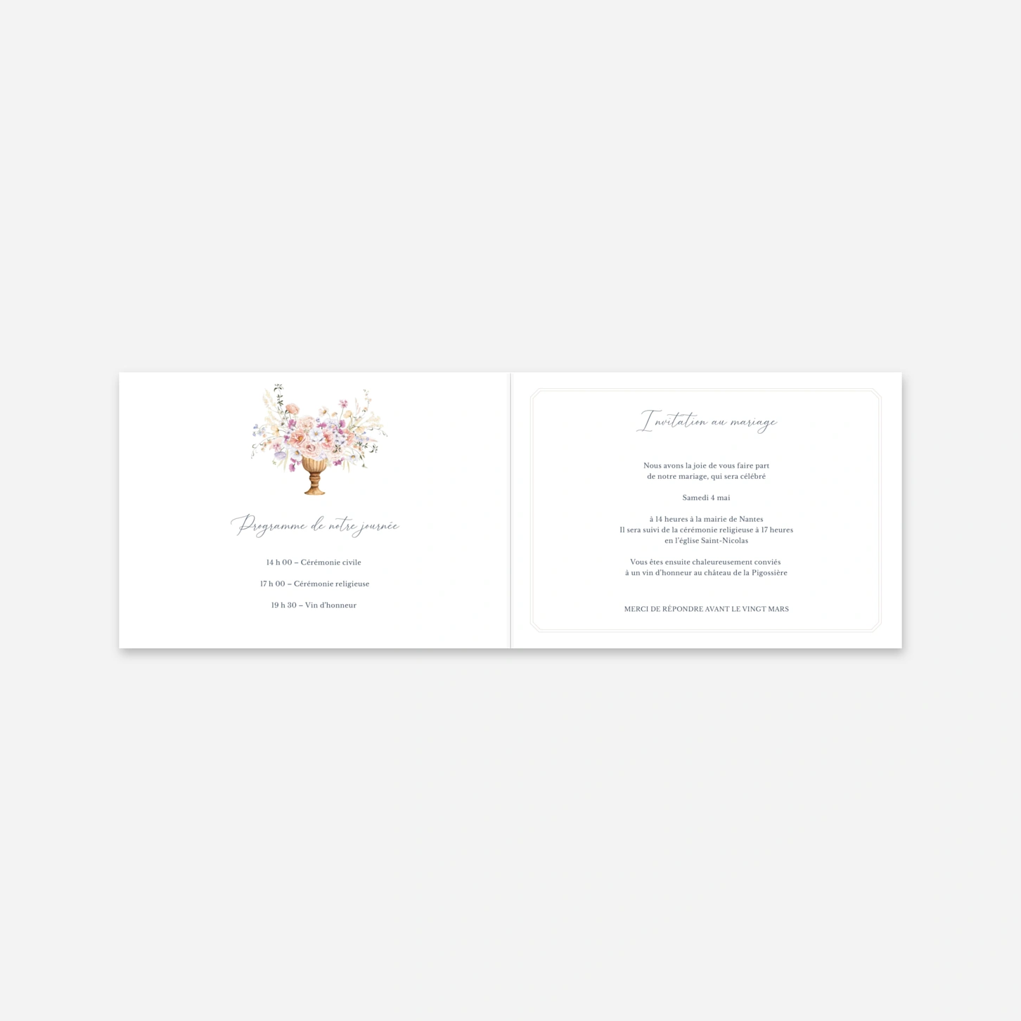 Faire-part mariage Bouquet Pastel