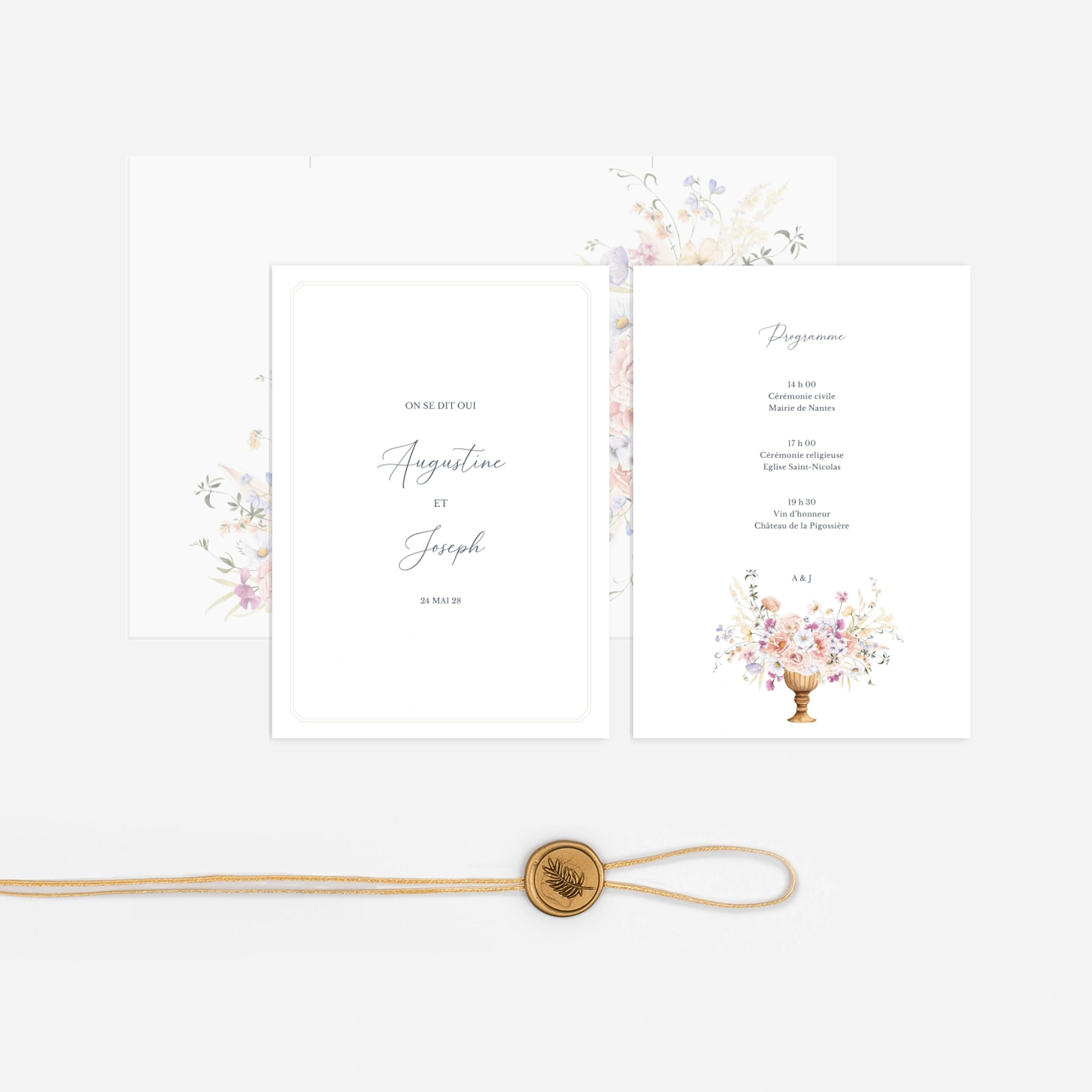 Faire-part mariage Bouquet Pastel