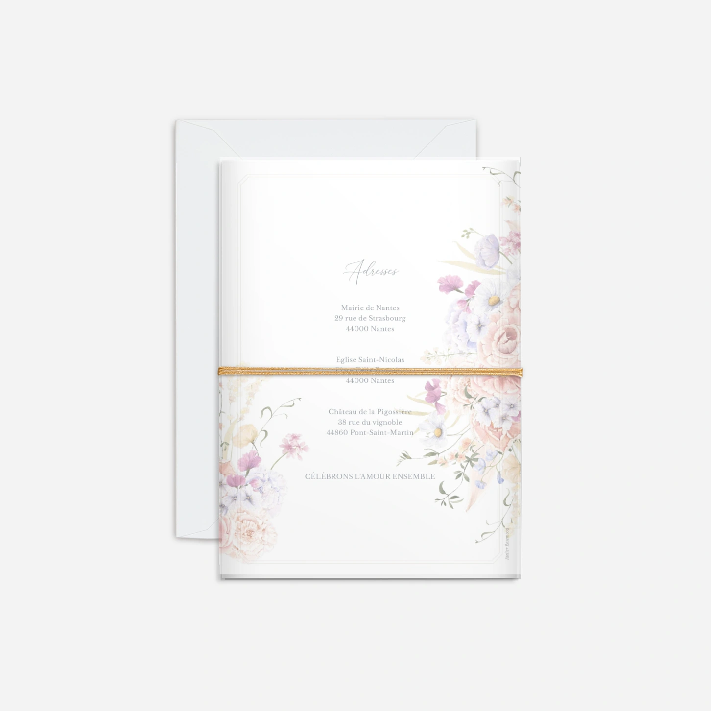 Faire-part mariage Bouquet Pastel