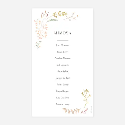 Nom de table mariage Brins d'été