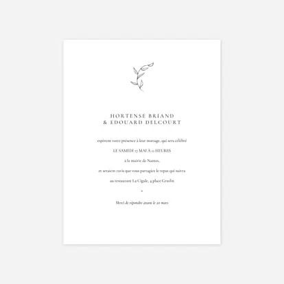 Faire-part mariage Brin minimal