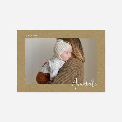 Faire-part naissance Cadre calligraphie