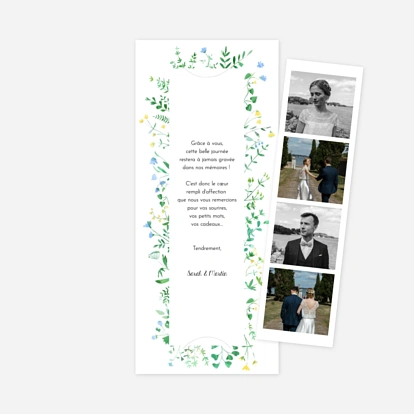 Carte de remerciements Cadre fleuri