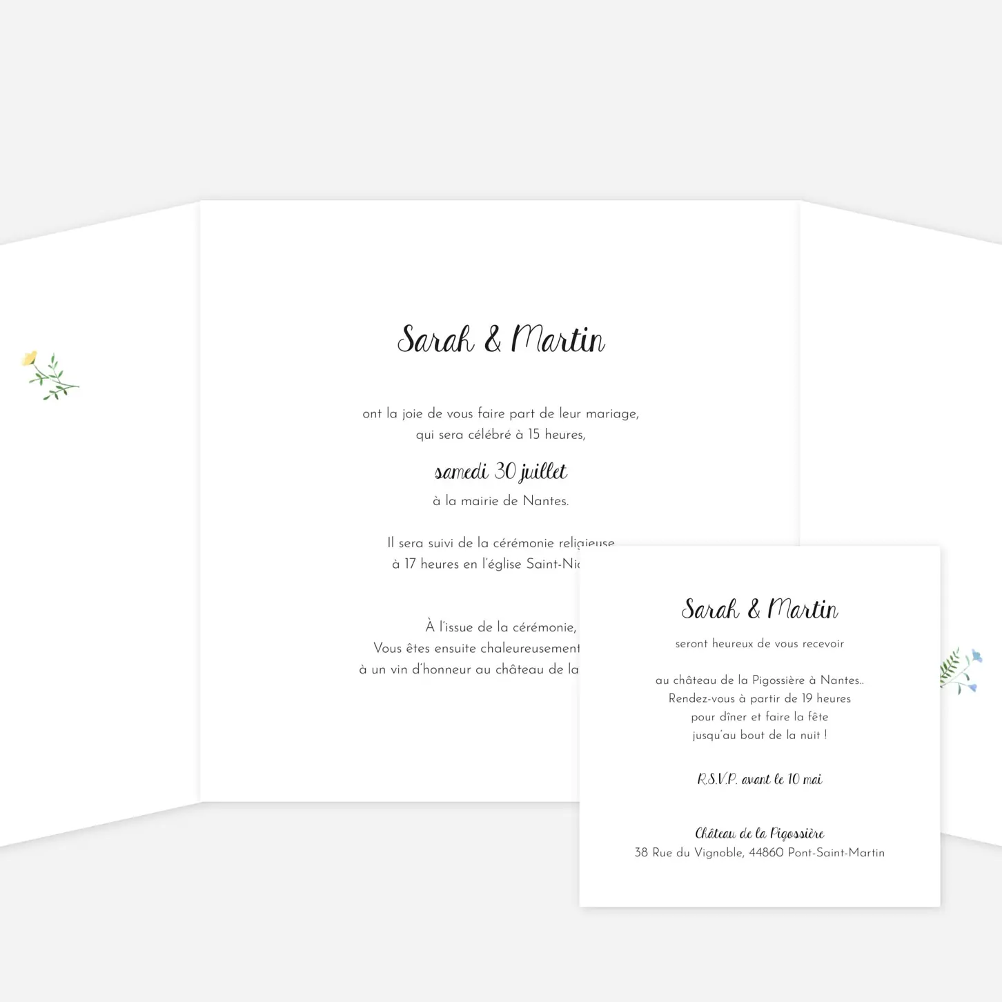 Faire-part mariage Cadre fleuri