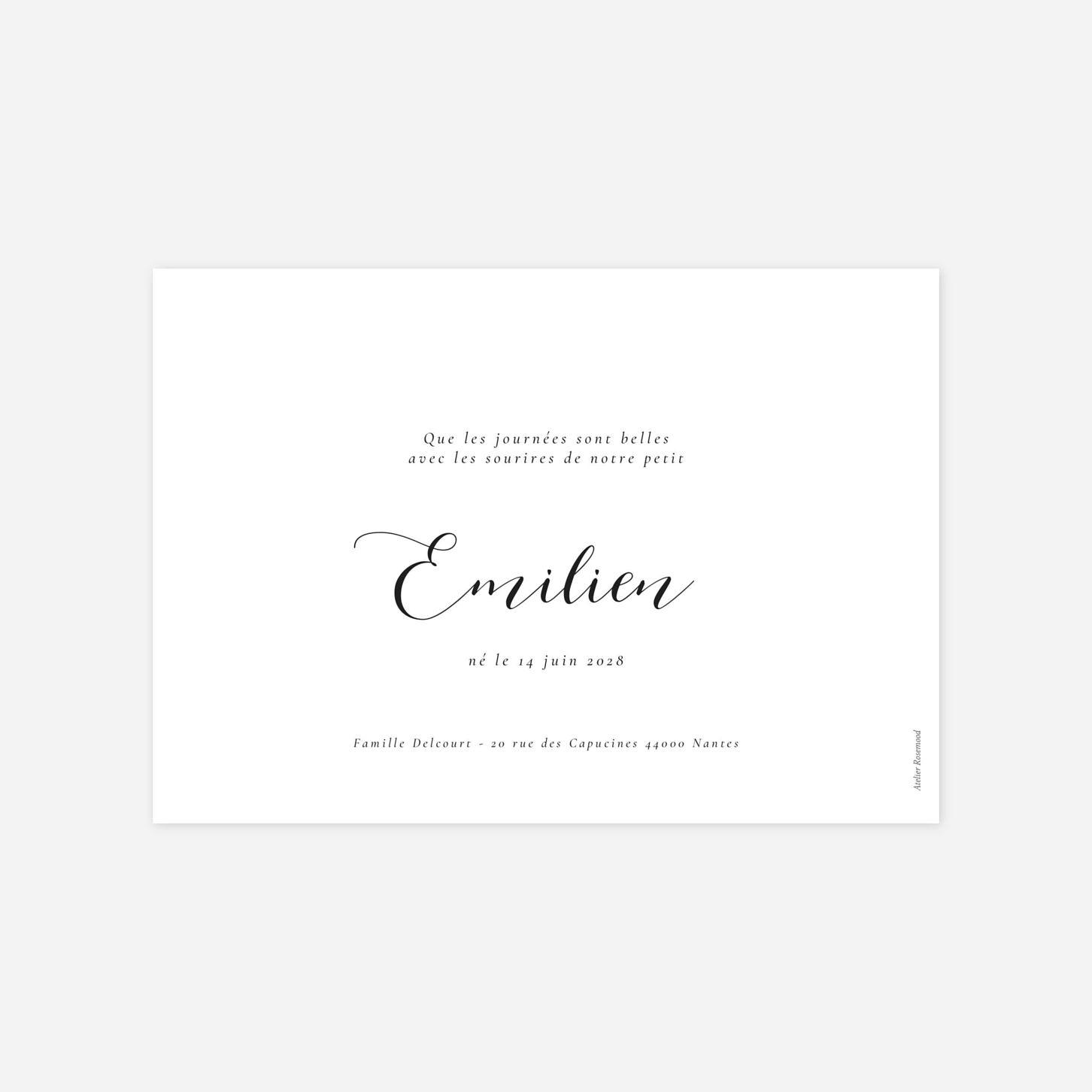 Faire-part naissance Calligraphie