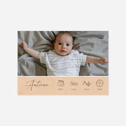 Faire-part naissance Calligraphie pictos