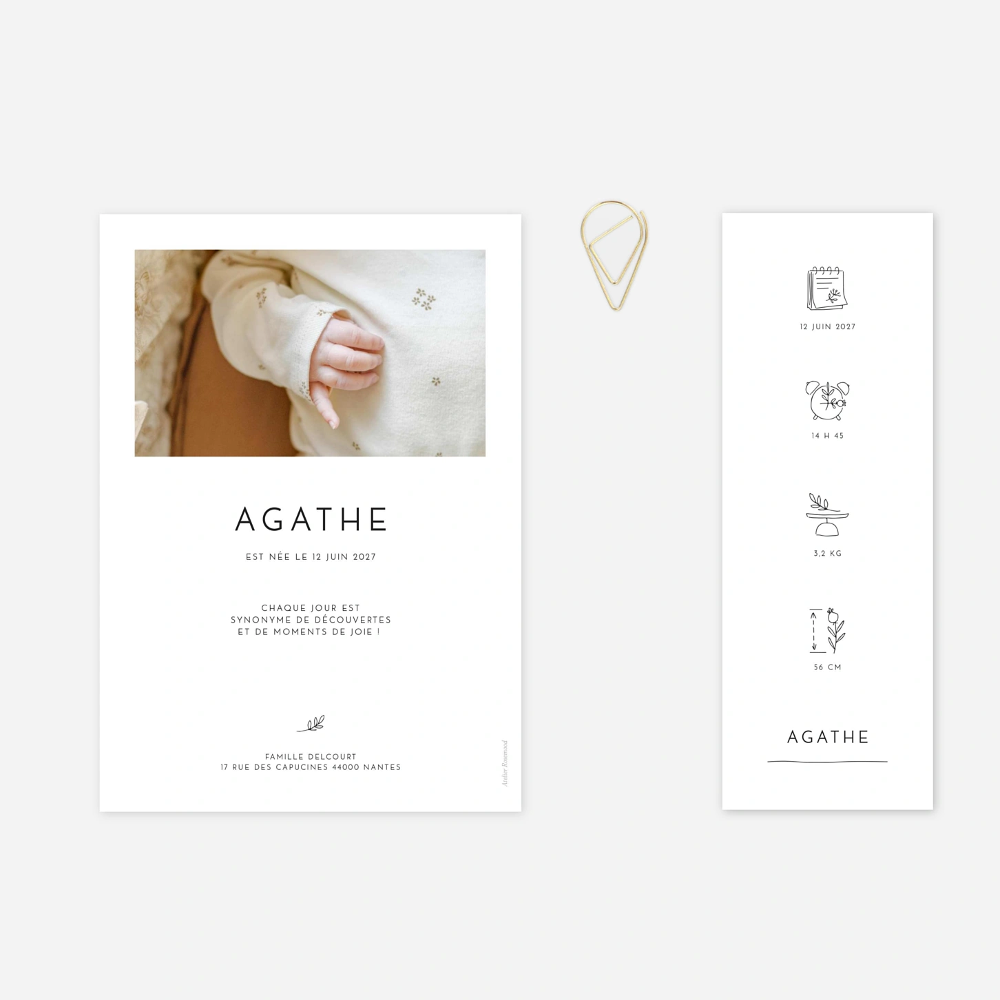 Faire-part naissance Cartouche pictos