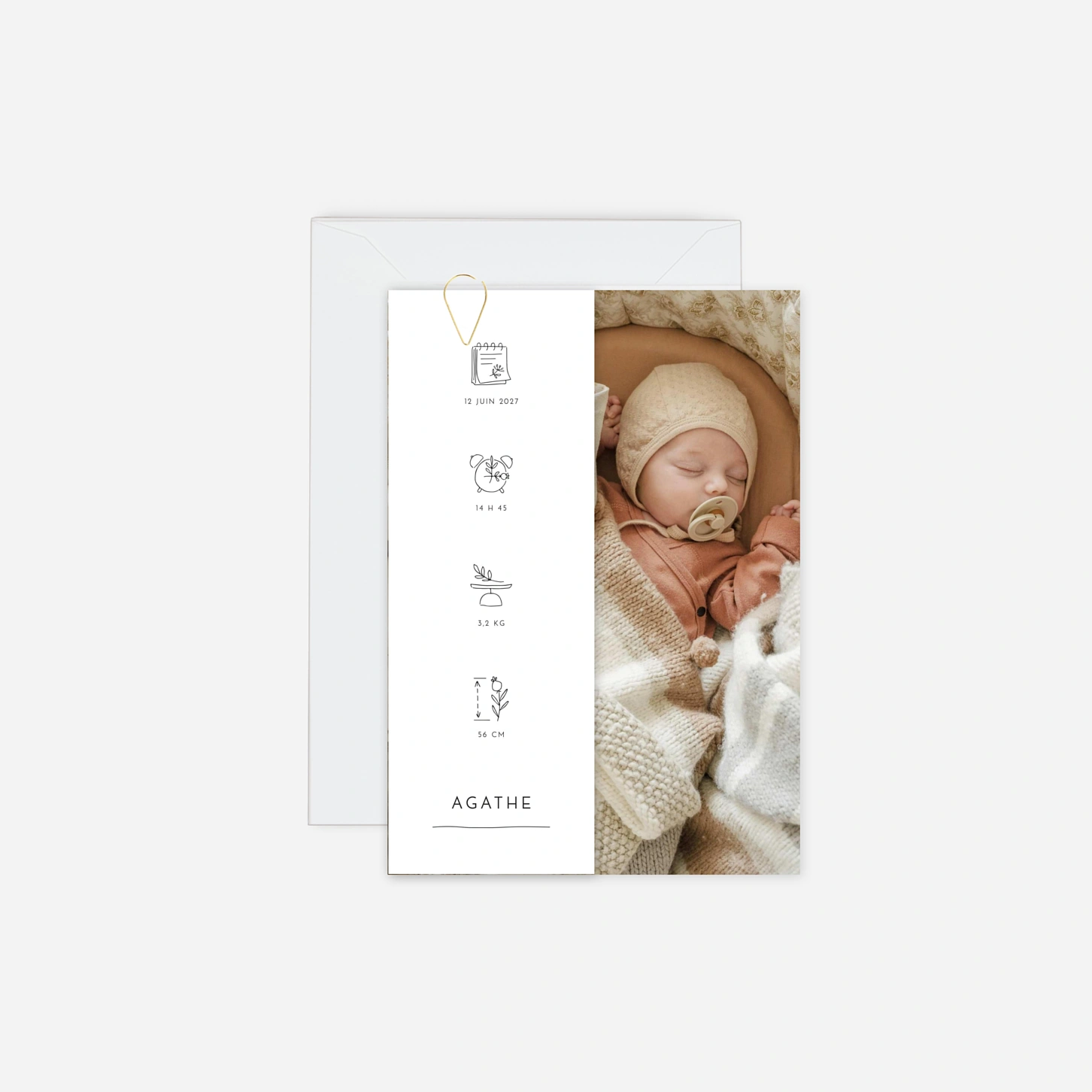 Faire-part naissance Cartouche pictos