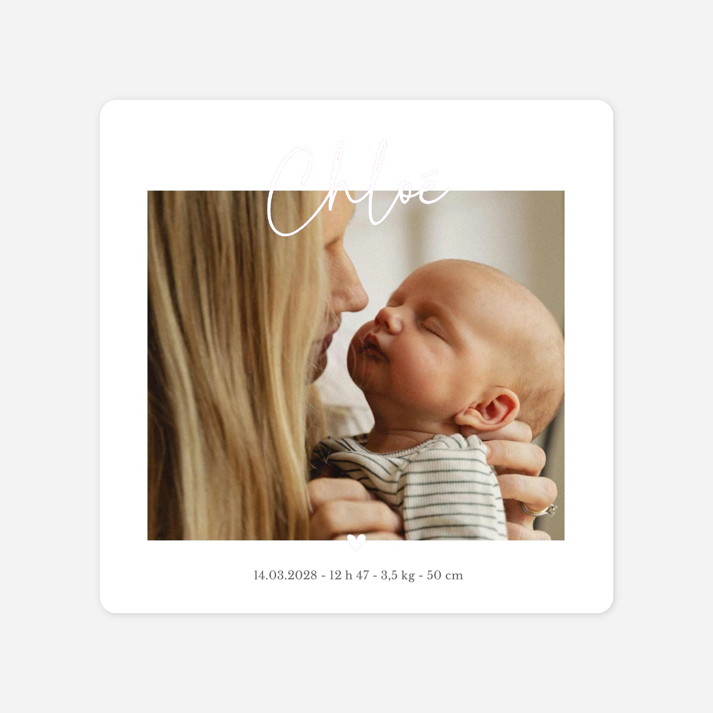 Faire-part naissance Coucou, petit cœur